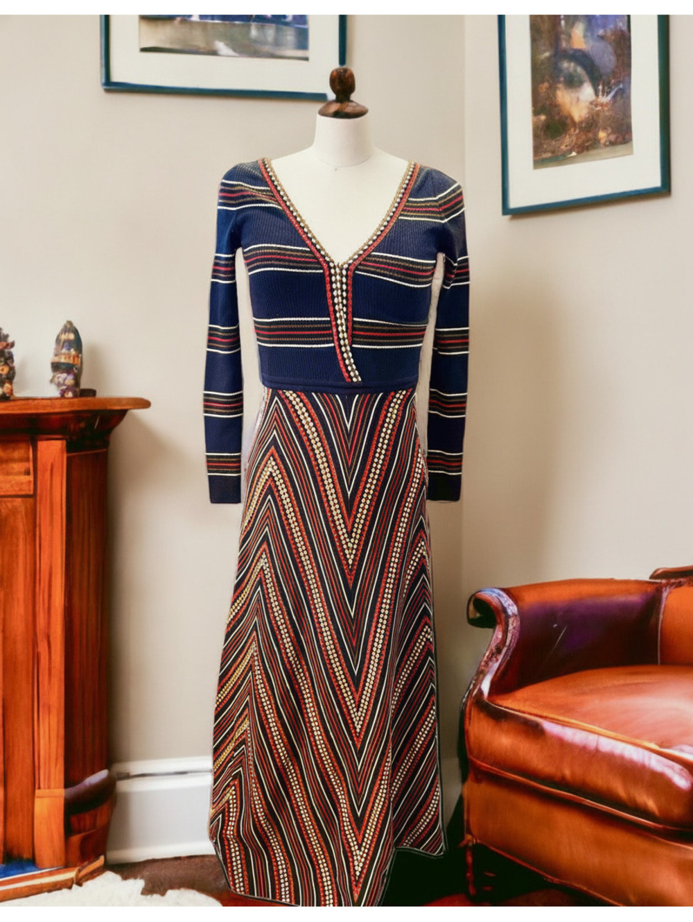 Vintage 1970’s Cressa  Wool Linea Italiana Maxi Fress